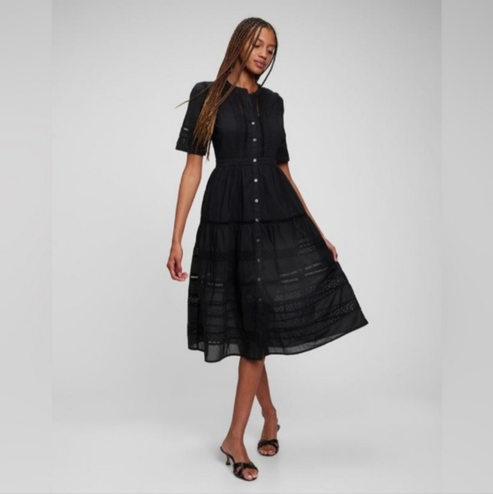 GAP Black Tiered Midi Dress